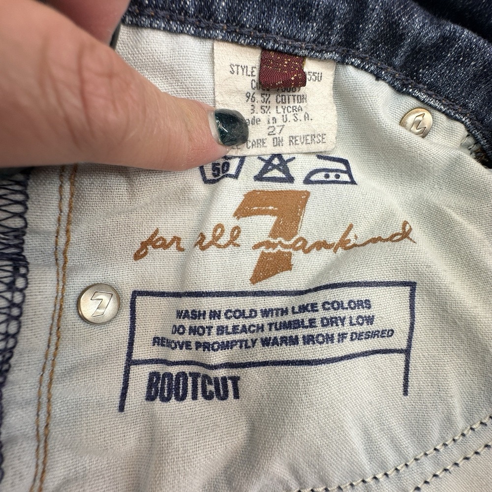 7 For All Mankind Bootcut Jeans 27 Blue Stretch Denim Made in USA Women's - Picture 6 of 8
